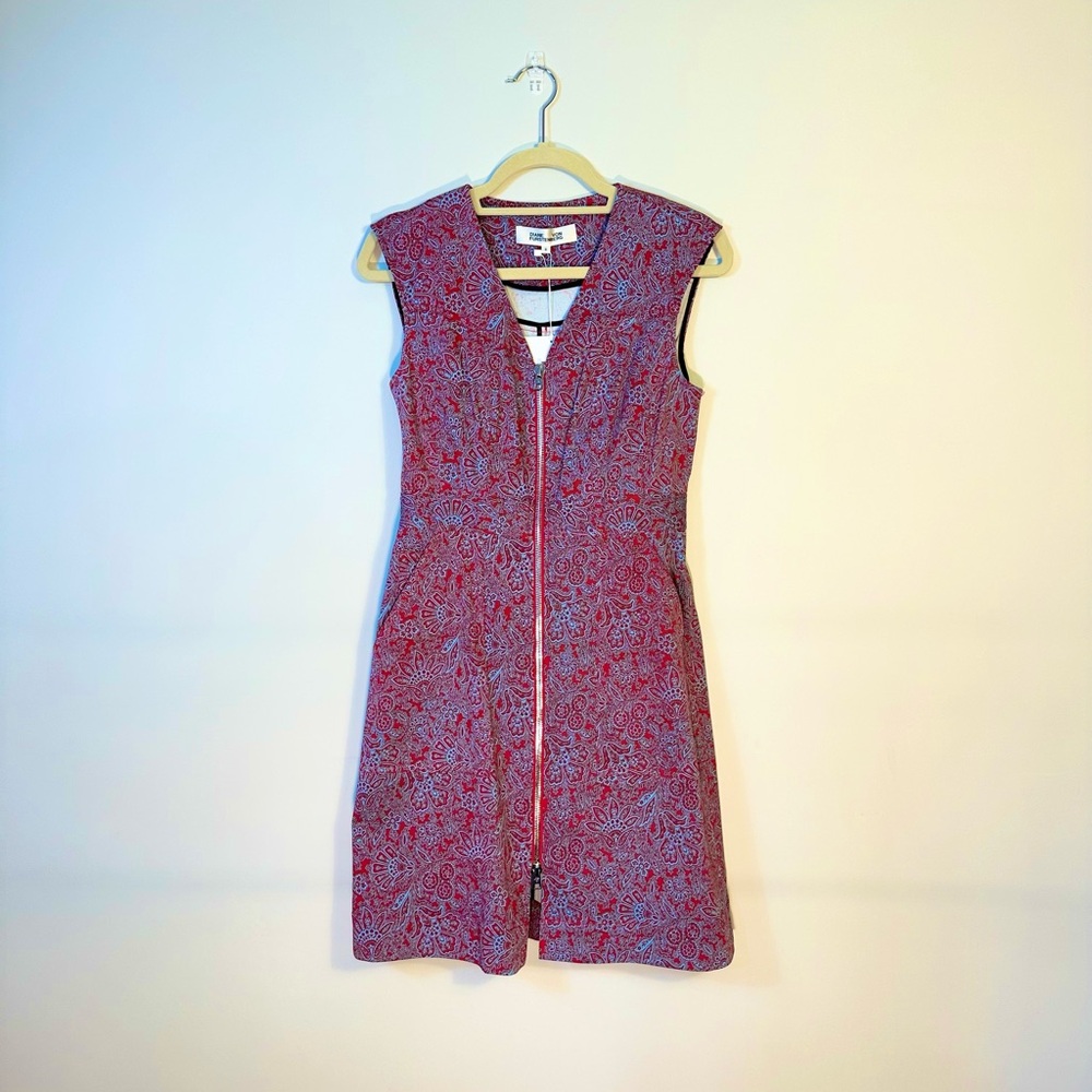 Diane Von Furstenberg Red and Blue Jumper Style Dress